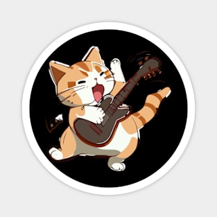 Cat Playing Guitar Magnet